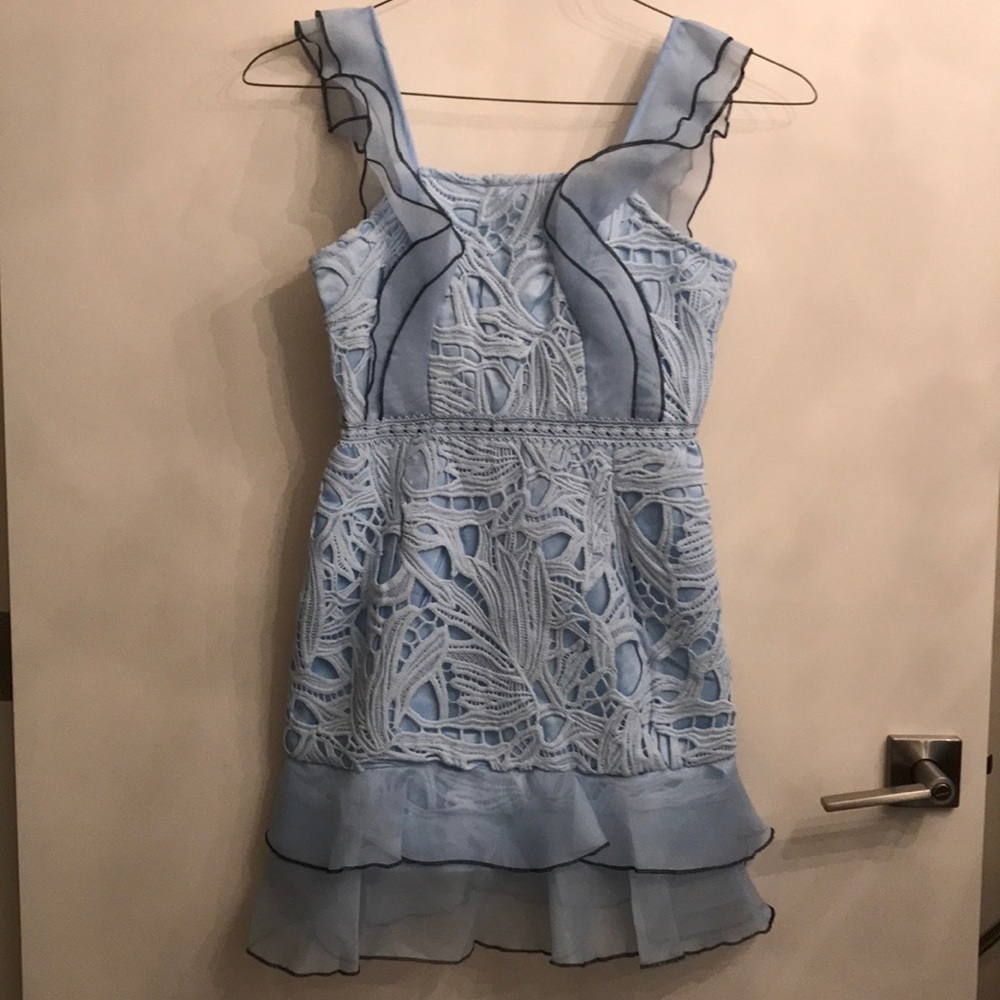 Blue lace organza dress